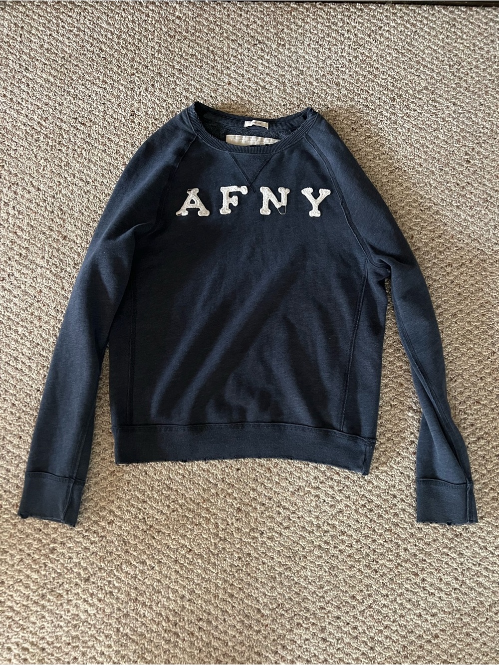 Abercrombie & Fitch Navy Crewneck Sweatshirt with White AFNY Letters